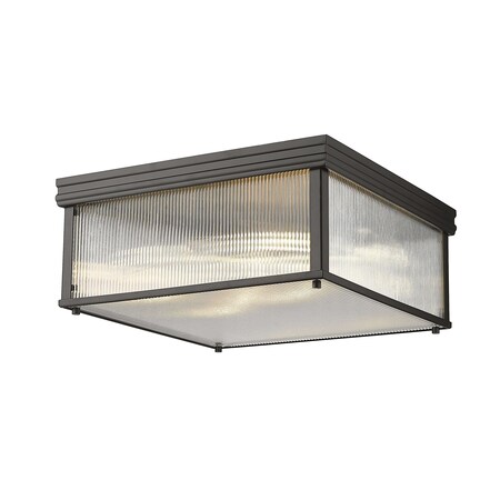 Z-Lite Carnaby Flush Mount, 4-Light, 18 In.W x 8 In.H, Matte Black/Clear Ribbed 7504FS18-MB